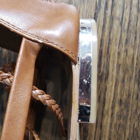 Call It Spring Tall Tan Gladiator Sandals with Gold Accent Heel - Picture 4 of 15